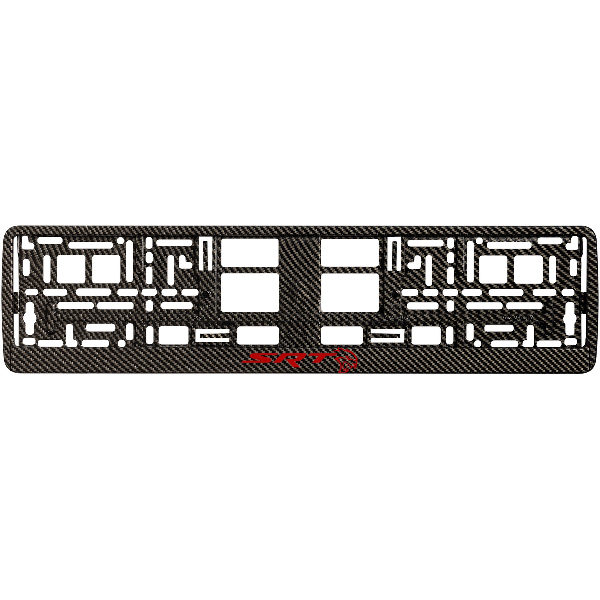 carbon license plate frame with red hellcat logo