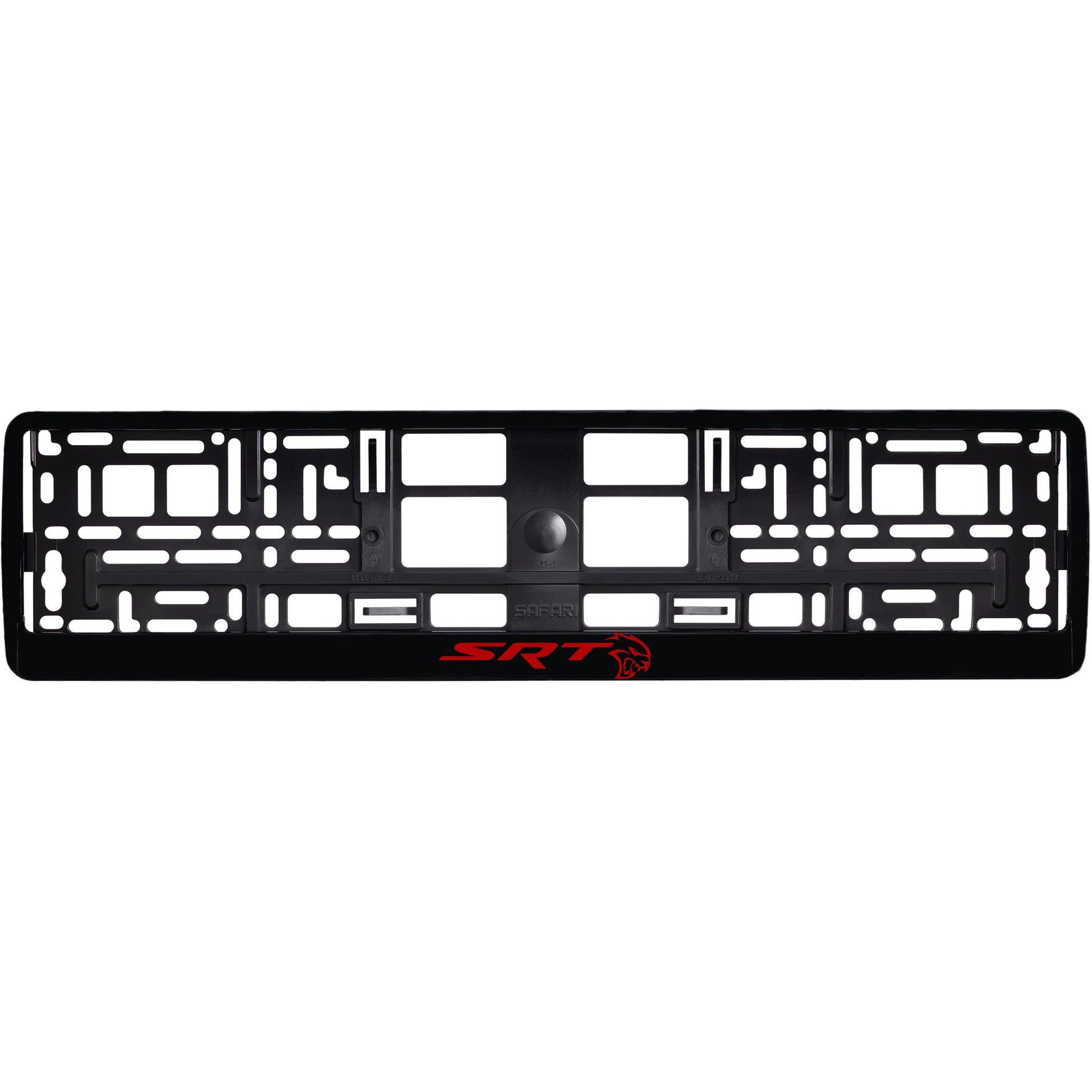 gloss black license plate frame with red hellcat logo