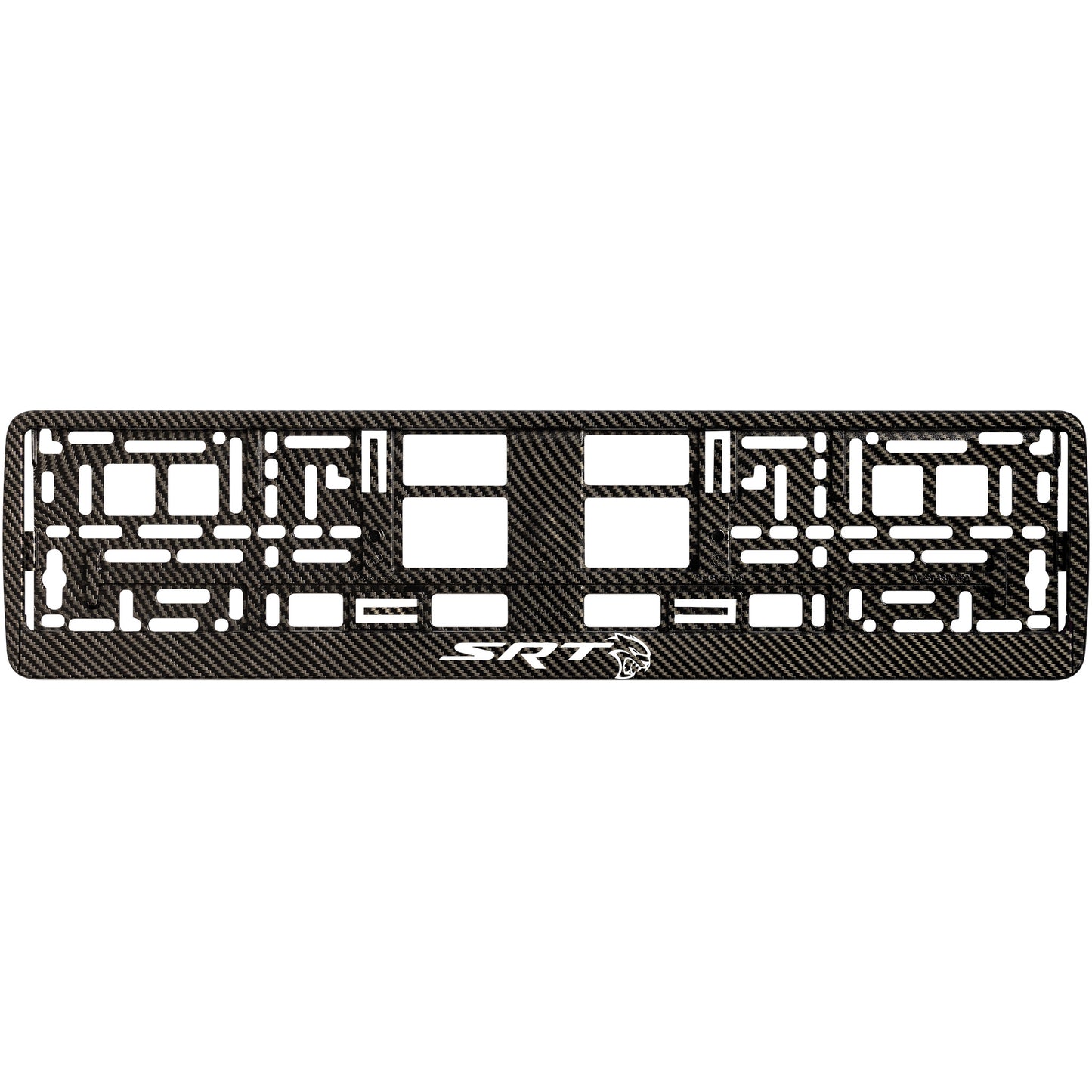 
        carbon license plate frame with white hellcat logo
     