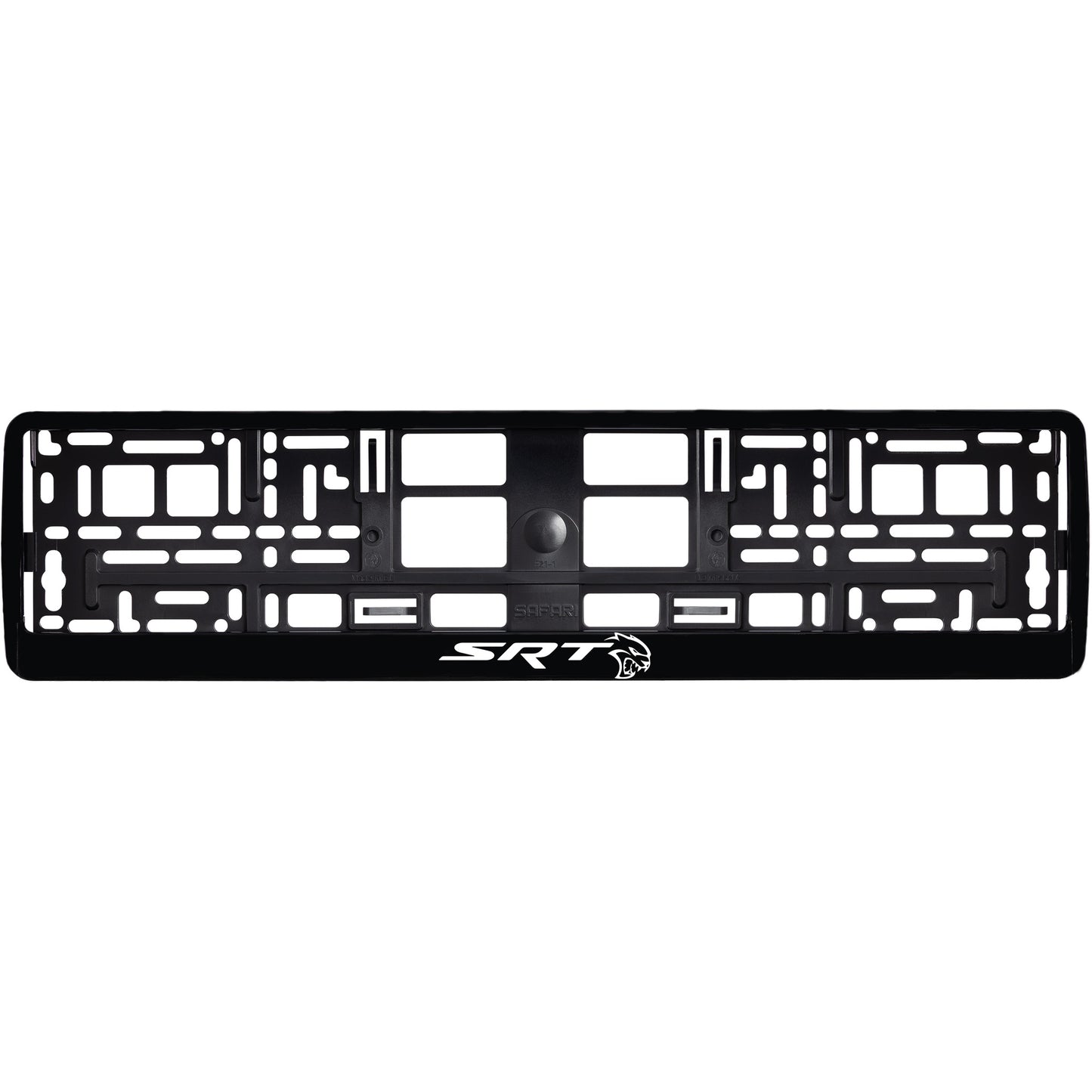 
        gloss black license plate frame with white hellcat logo
     