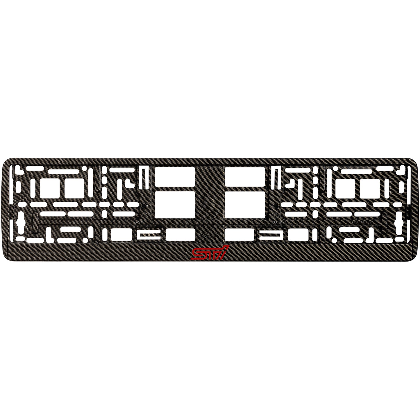 
        carbon license plate frame with red sti logo
     