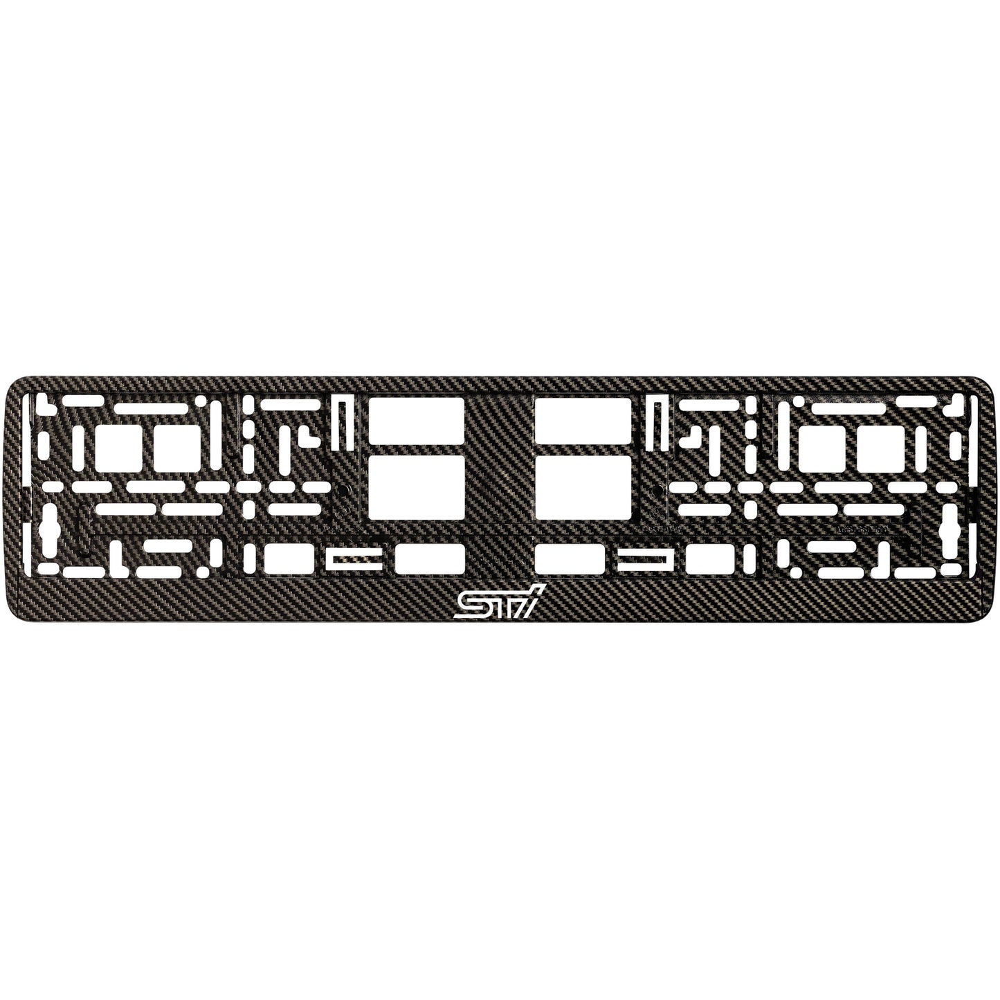 
        carbon license plate frame with white sti logo
     