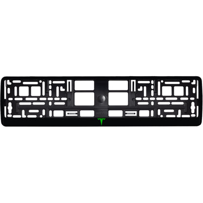 gloss black license plate with green tesla logo