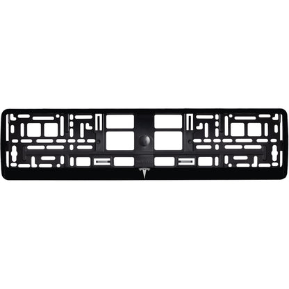 gloss black license plate with silver tesla logo