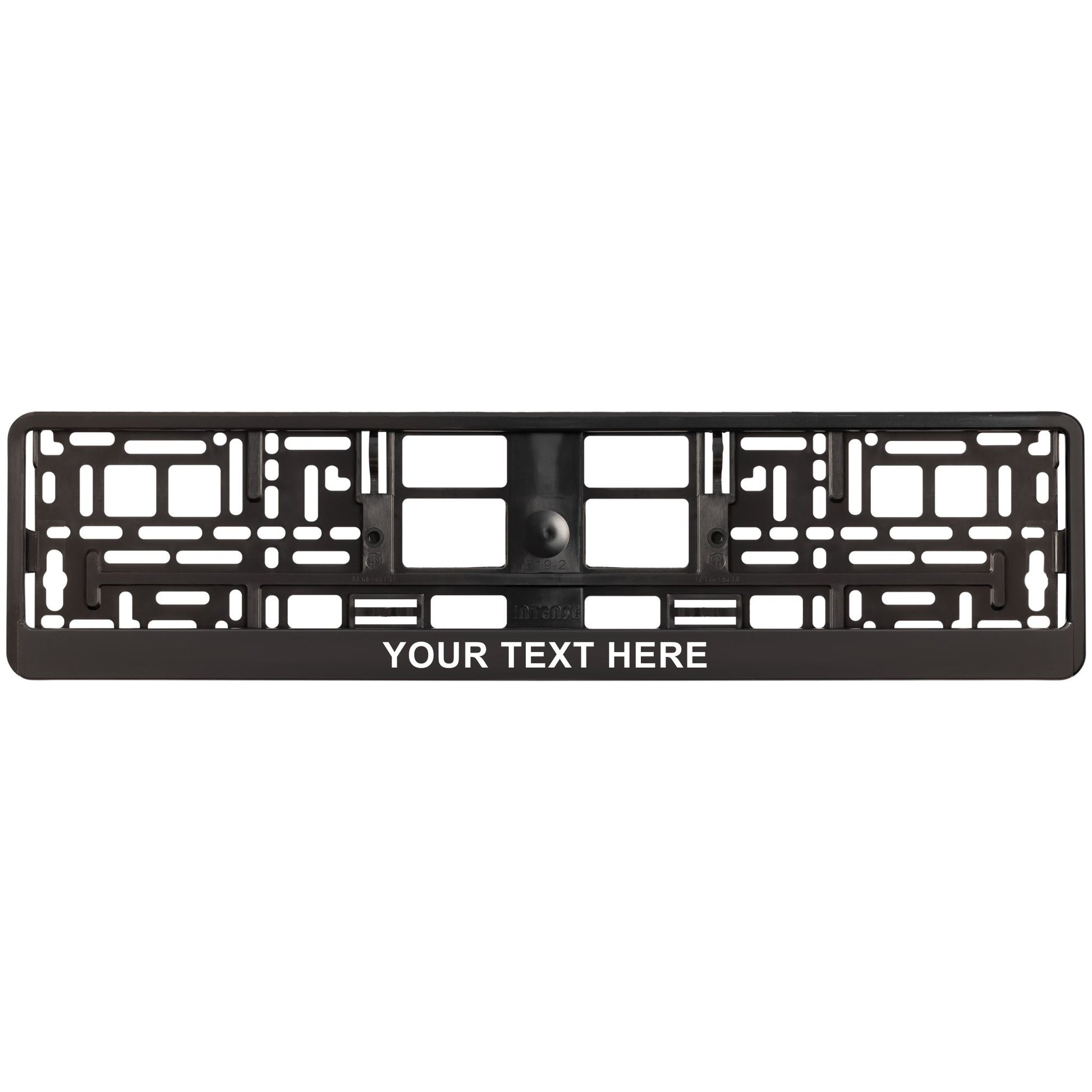 custom black license plate frame with text