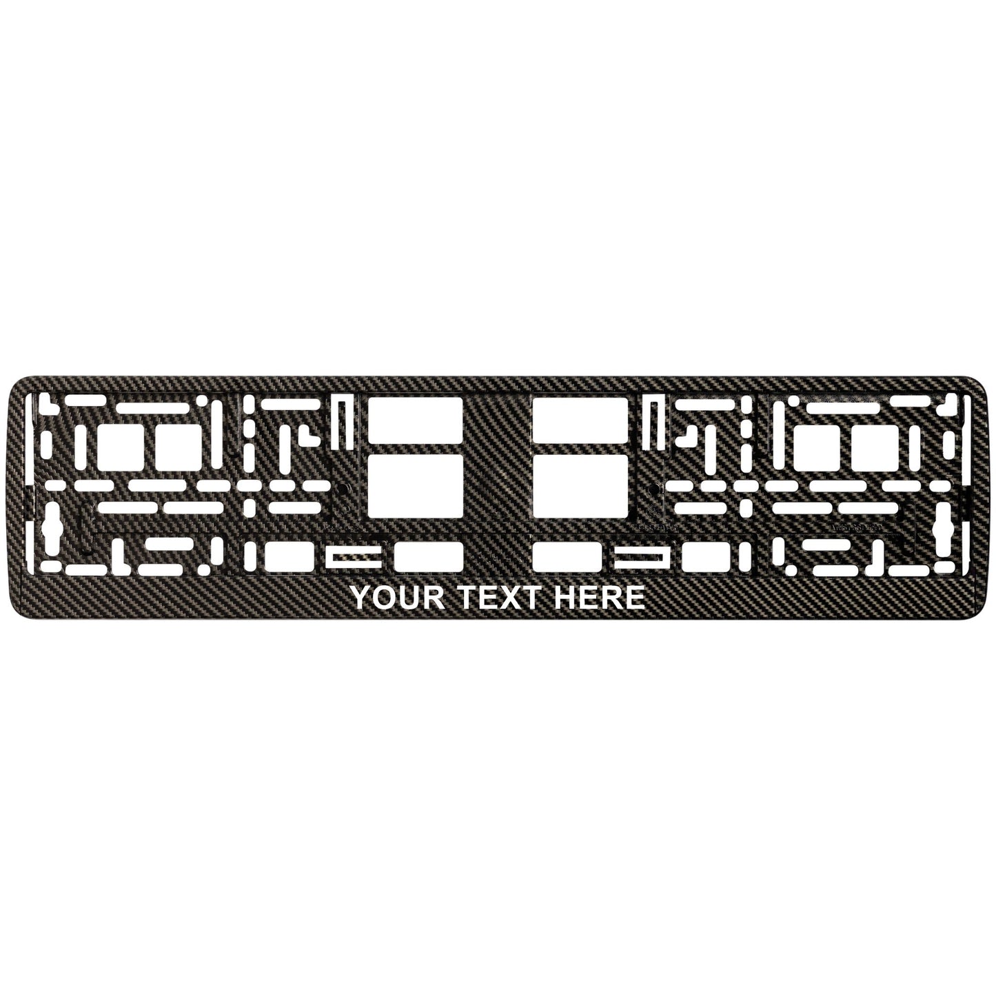 
        custom carbon license plate frame with text
     