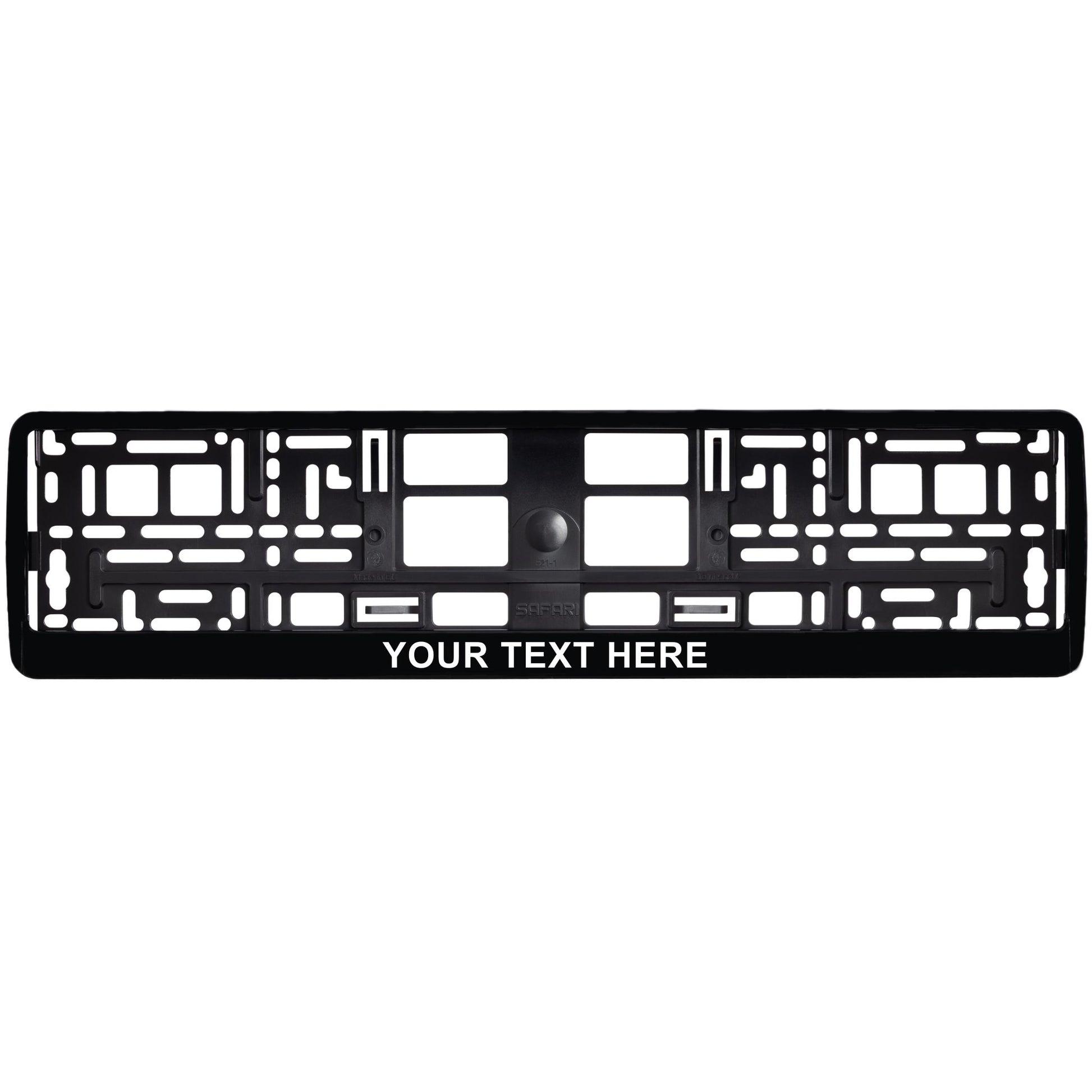 custom gloss black license plate frame with text